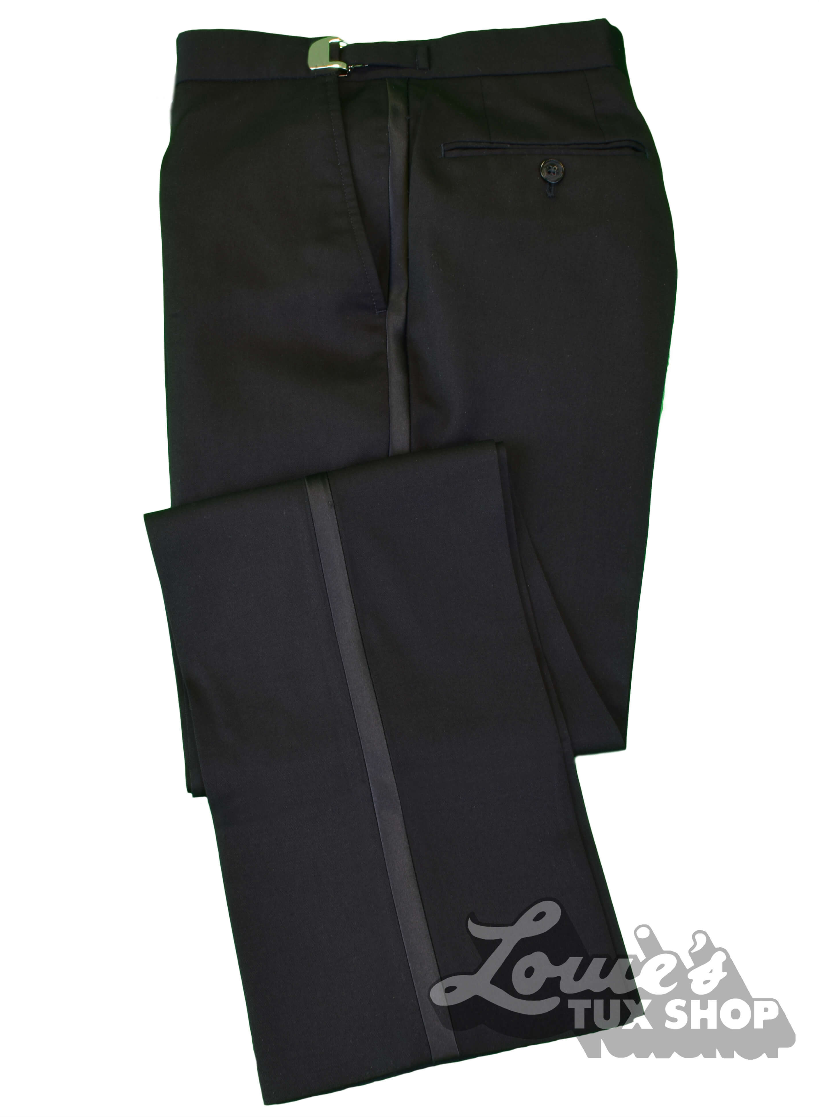 Ike Behar Black Silk Button Suspenders with Leather - Tuxedos Online